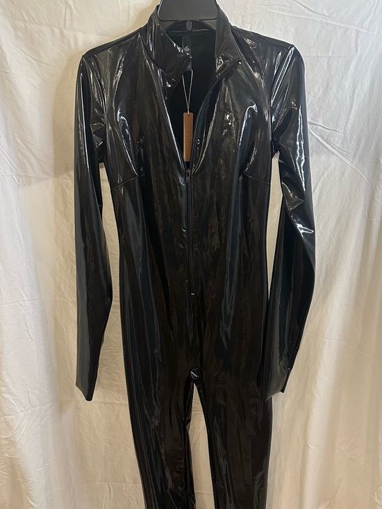 SKIMS Dresses & Skirts - SKIMS Stretch Vinyl Catsuit Black Large Onyx Costume
